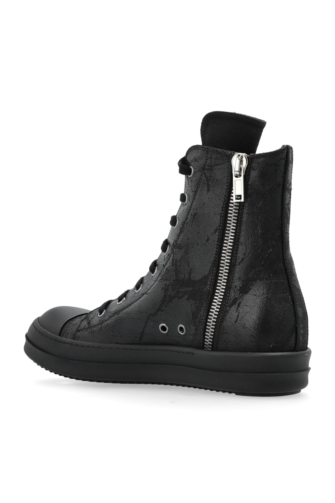 Rick Owens black high-top sneakers with rubber treatment