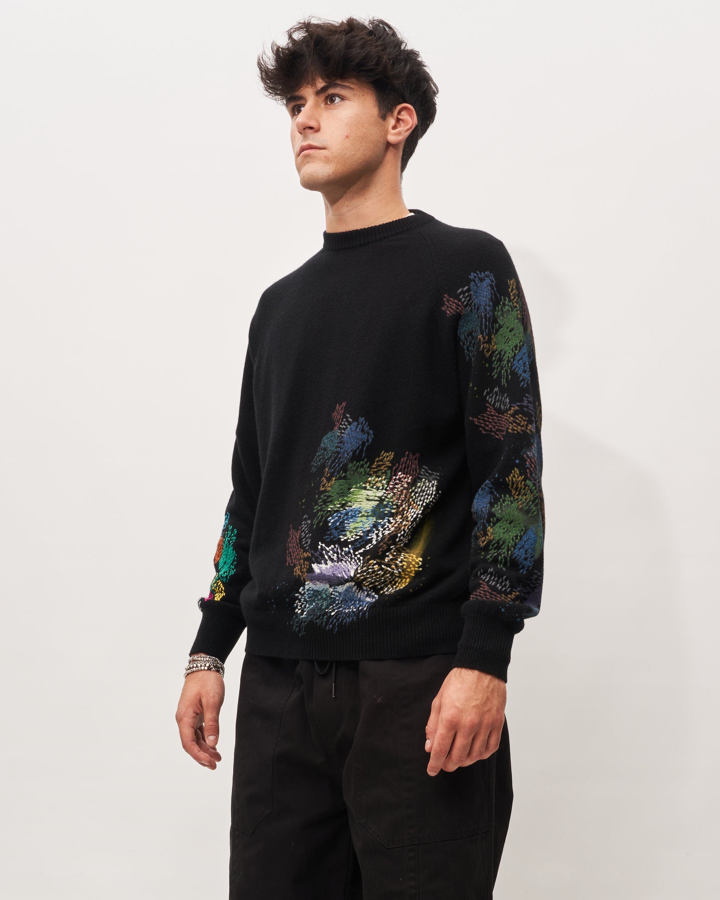 Avant Toi black shirt with embroidery and painting