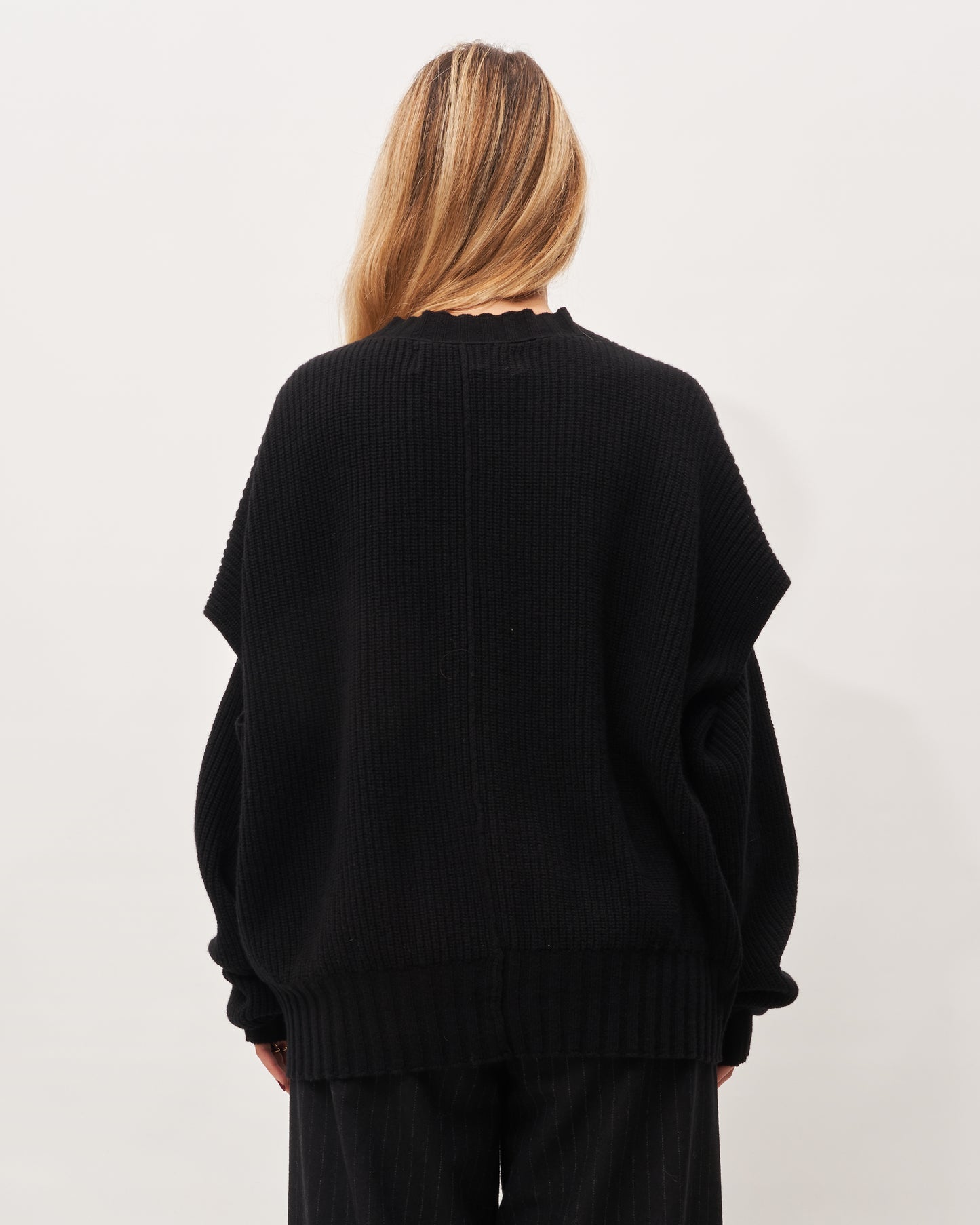 Isabel Benenato cardigan nero a coste
