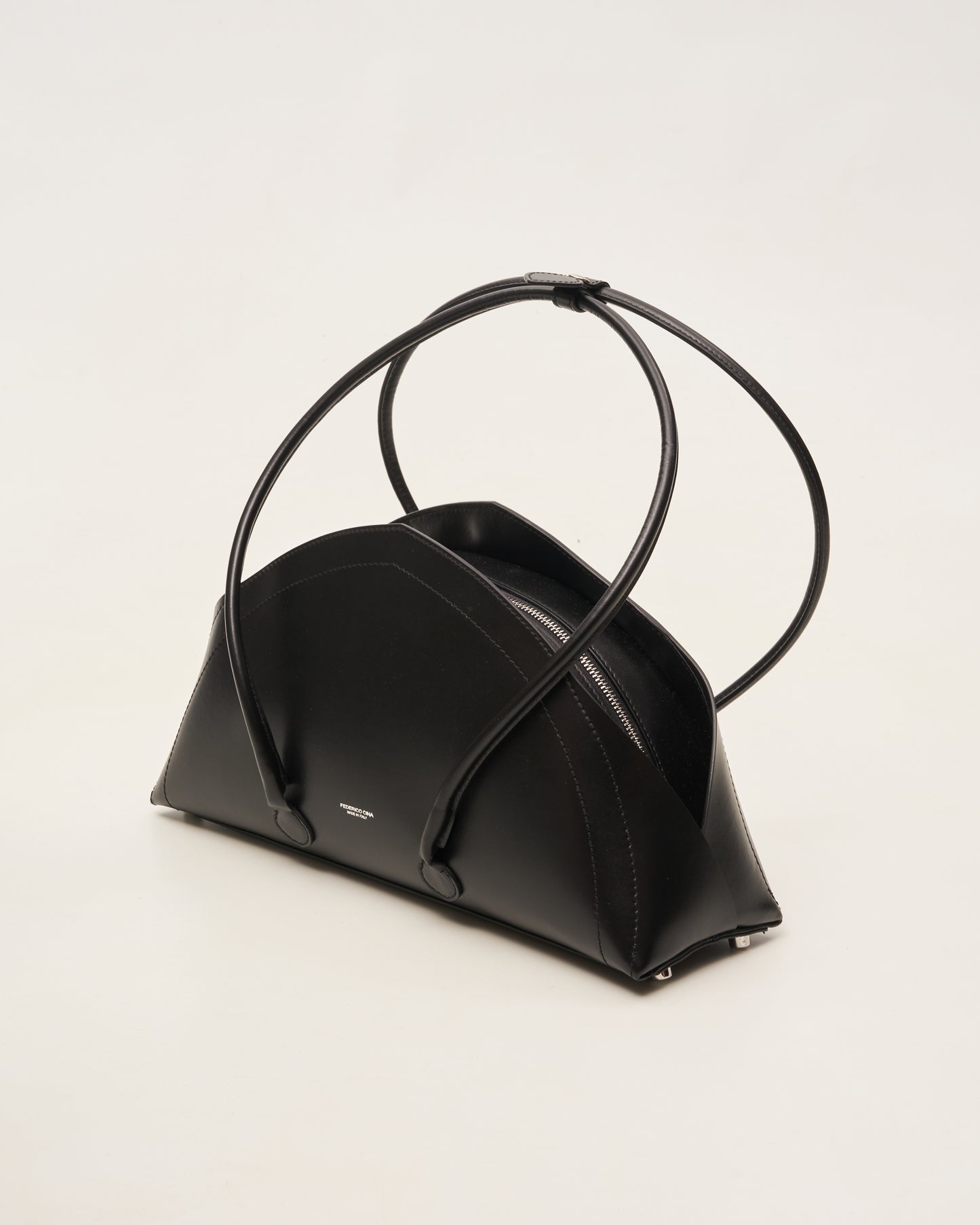 Federico Cina borsa a spalla spazzolata nera