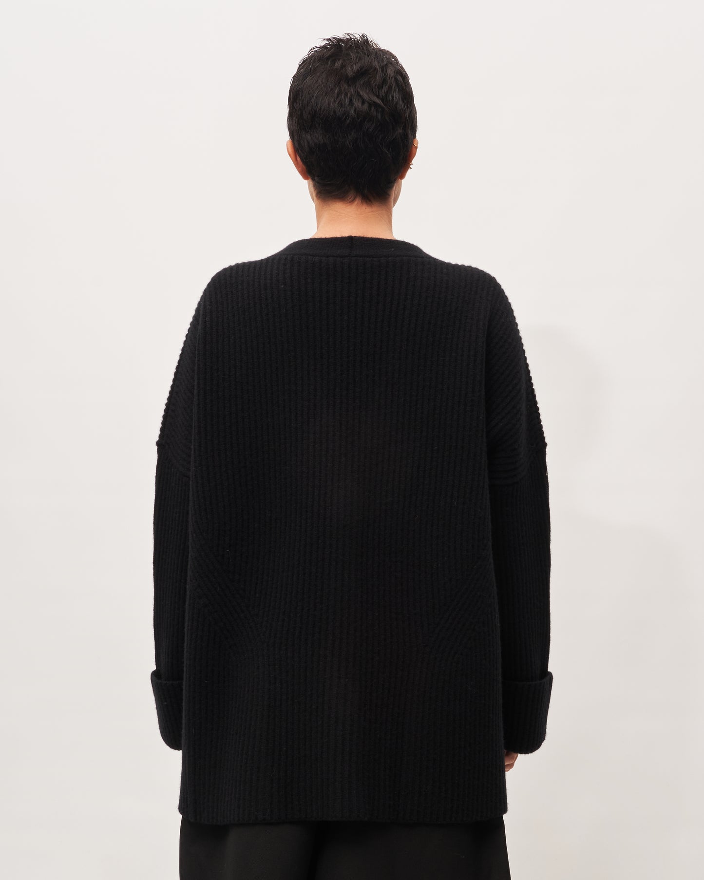 Roberto Collina maxi cardigan nero a coste