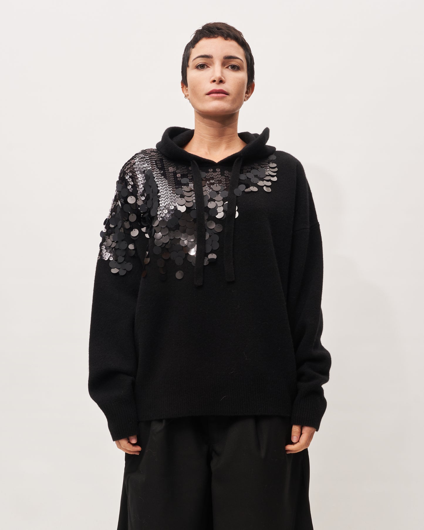 Roberto Collina felpa in tricot con paillettes