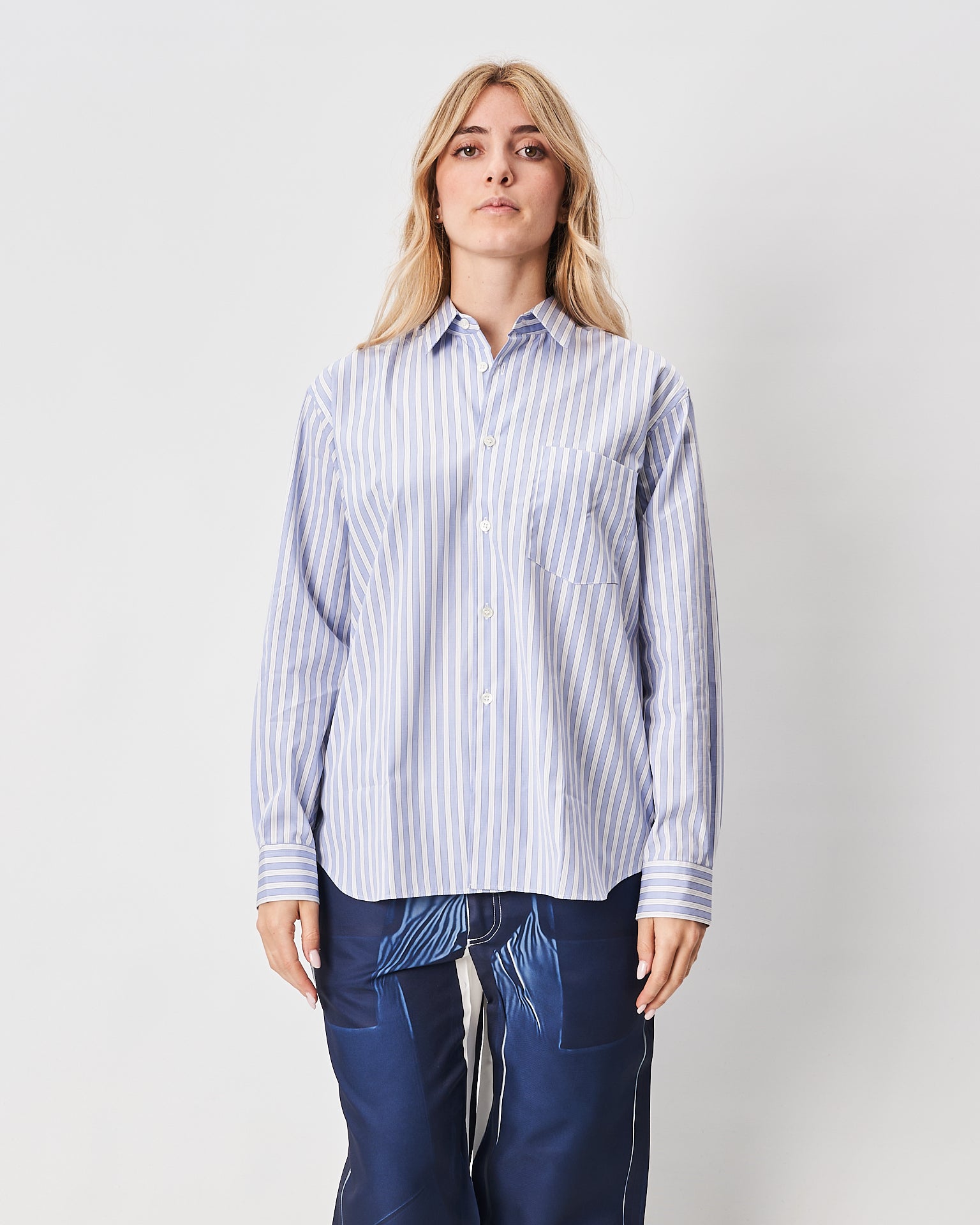 Comme des Garcons camicia a righe bianche e azzurre