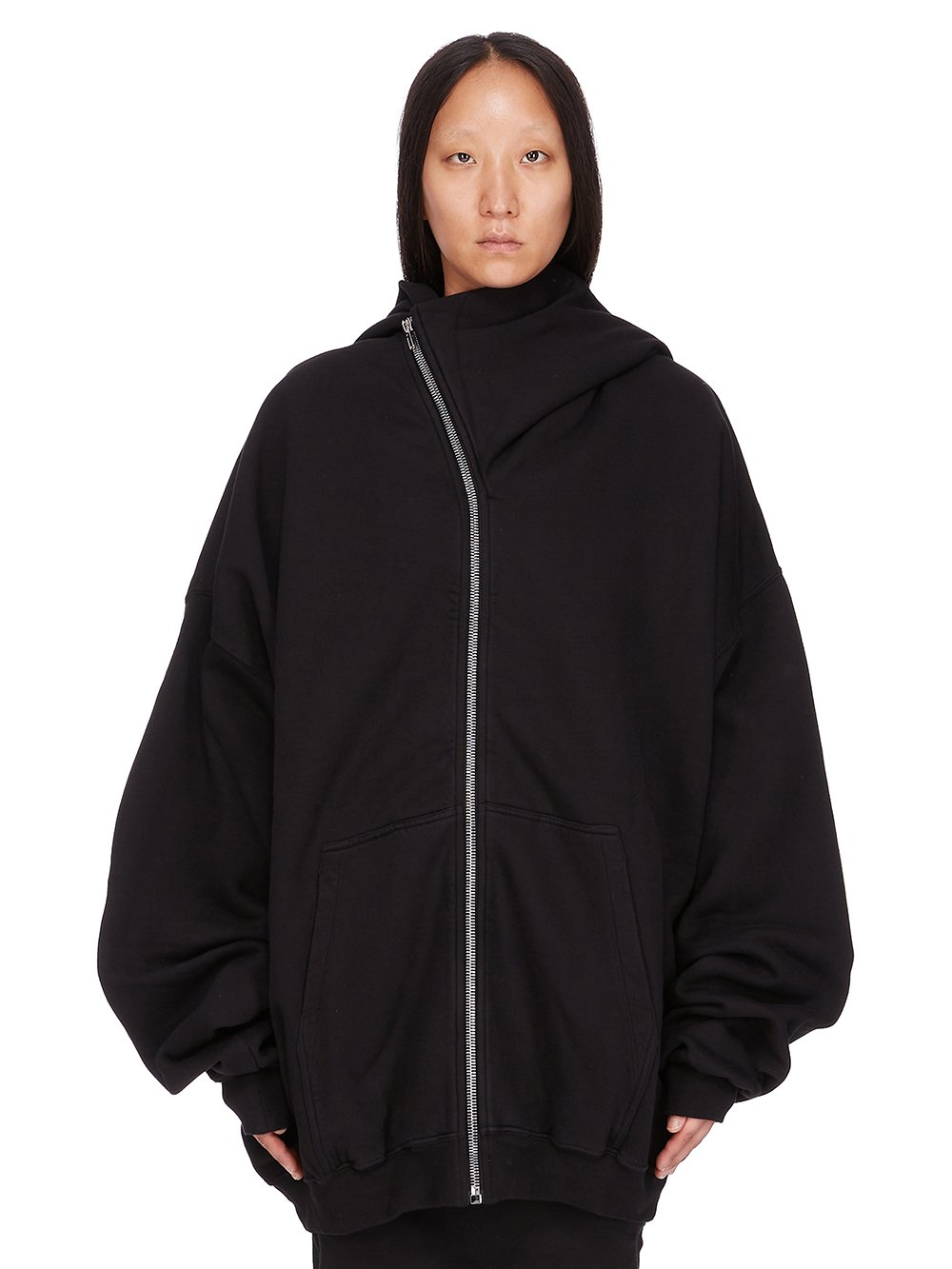 Rick Owens maxifelpa nera con cappuccio