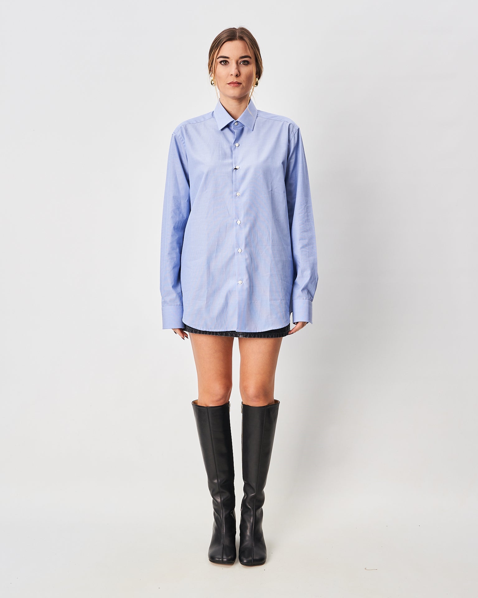 Ghirardelli camicia fil a fil azzurra
