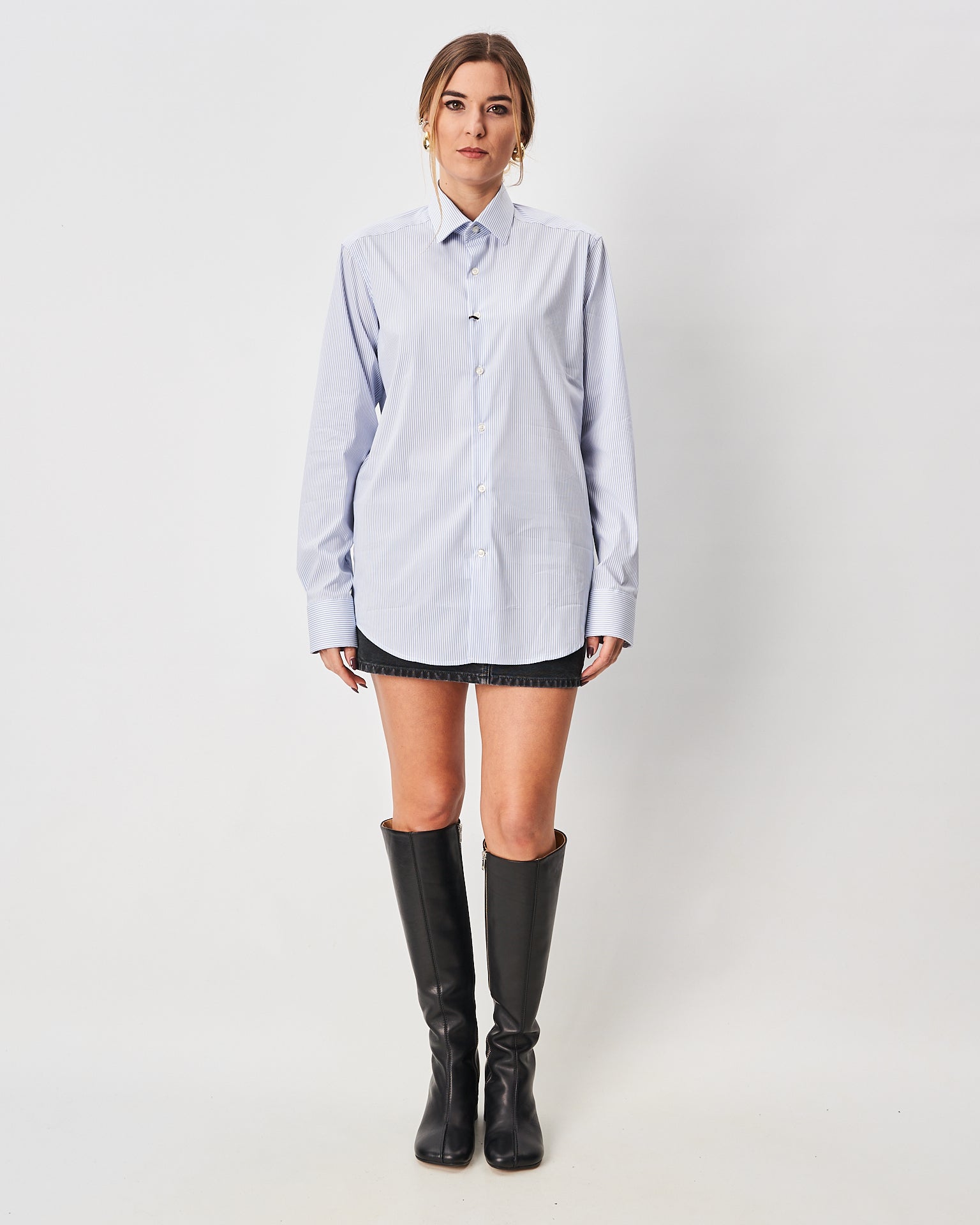 Ghirardelli camicia azzurra a righe