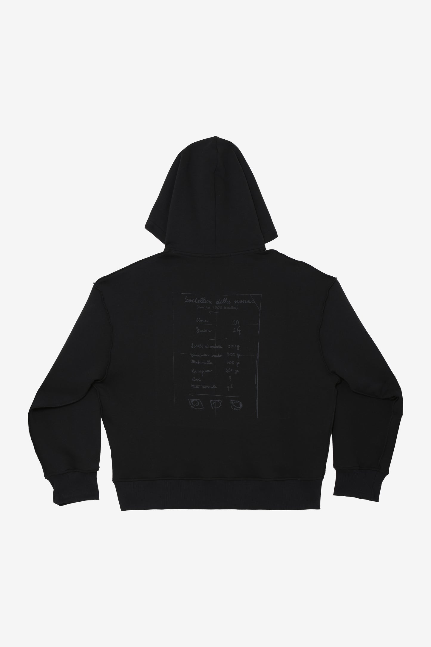 Federico Cina felpa nera artisanal con cappuccio