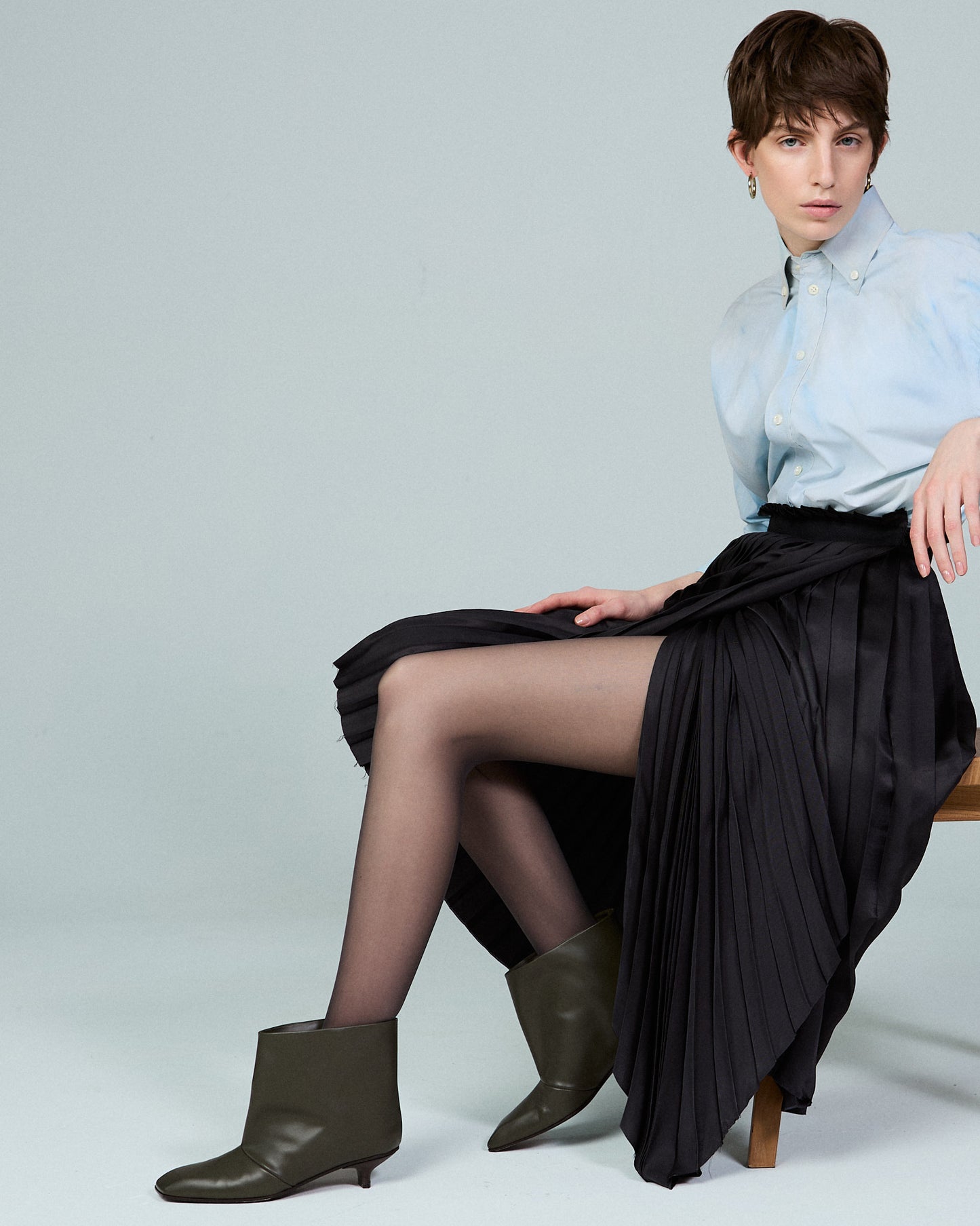 Vicini black square-toe ankle boot