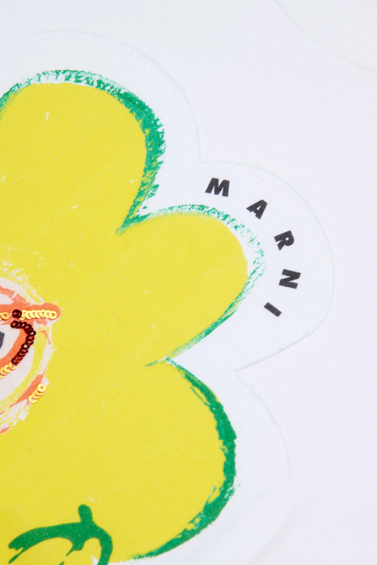 MARNI T-shirt con fiore applicato e logo