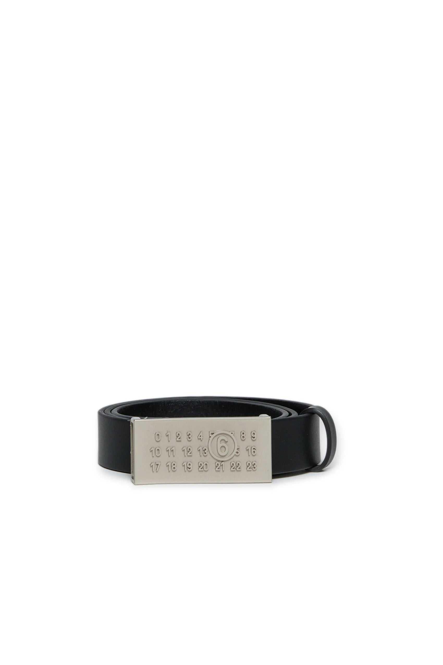 Mm6 Cintura in pelle numeric logo