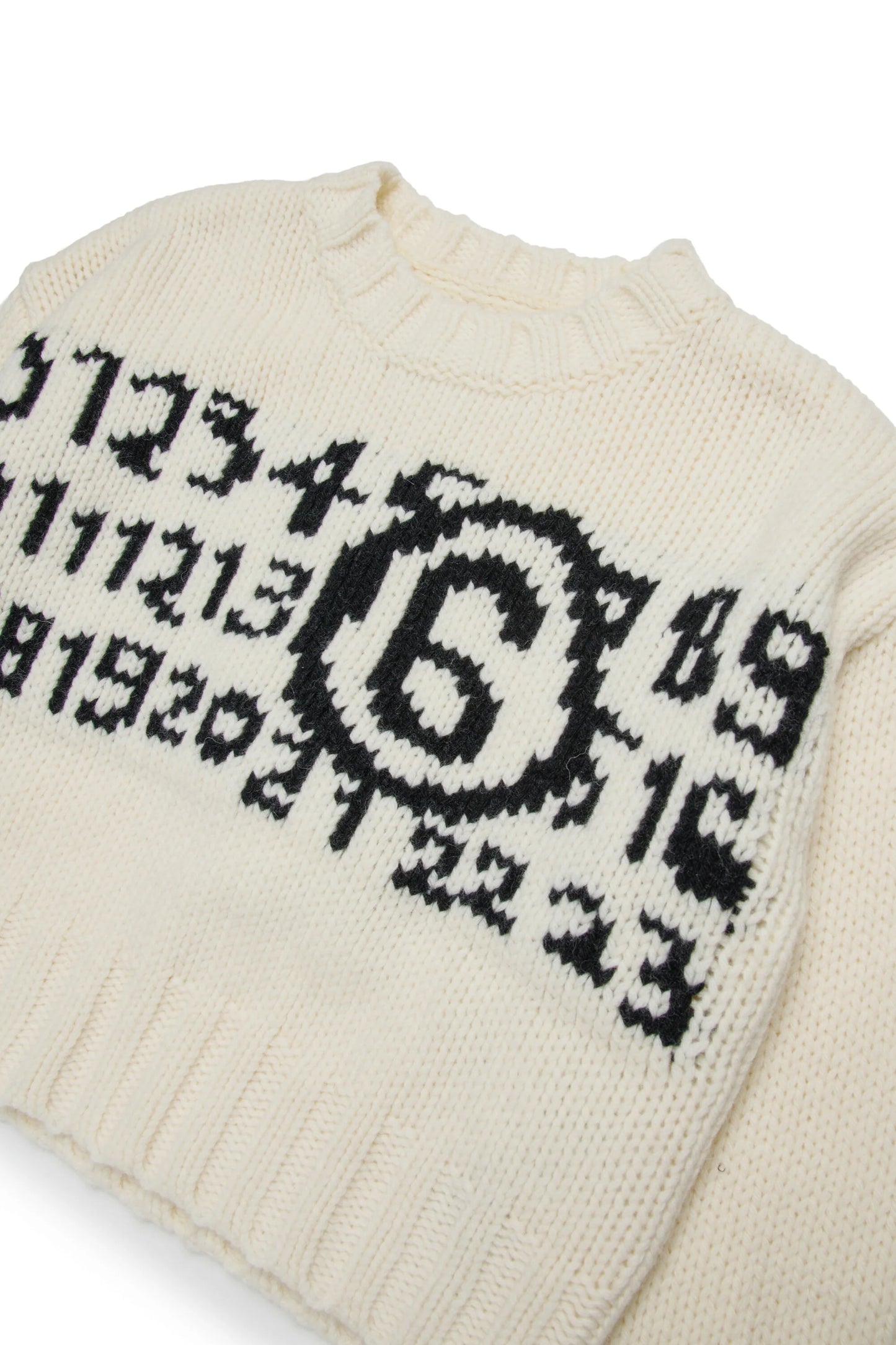 MM6 Margiela Pullover cropped in misto lana con maxi logo