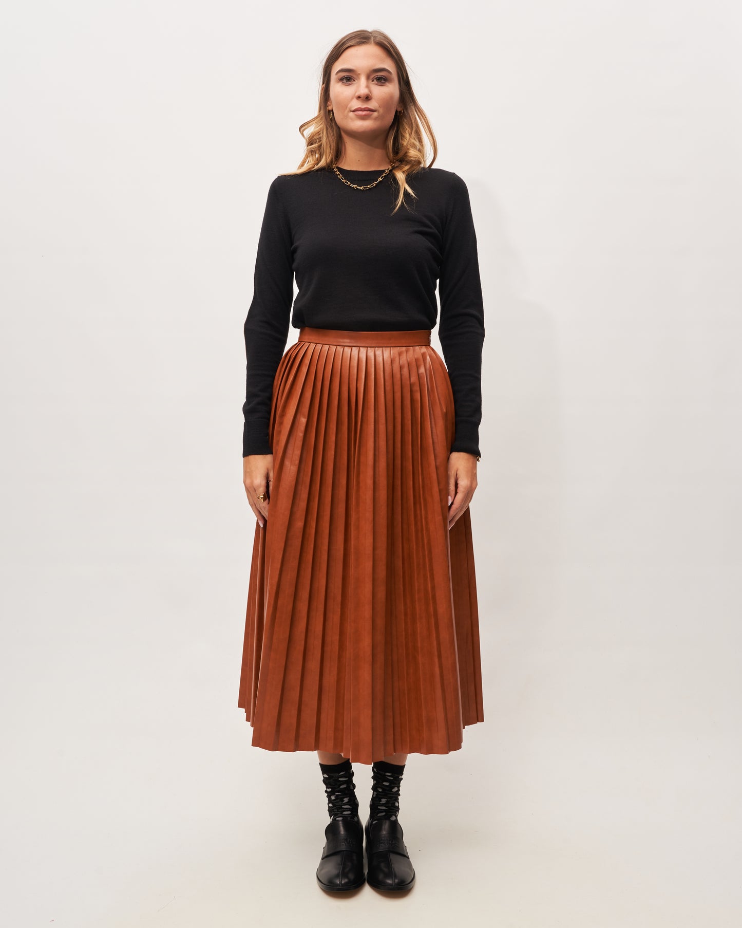 MM6 Margiela gonna ecopelle cognac