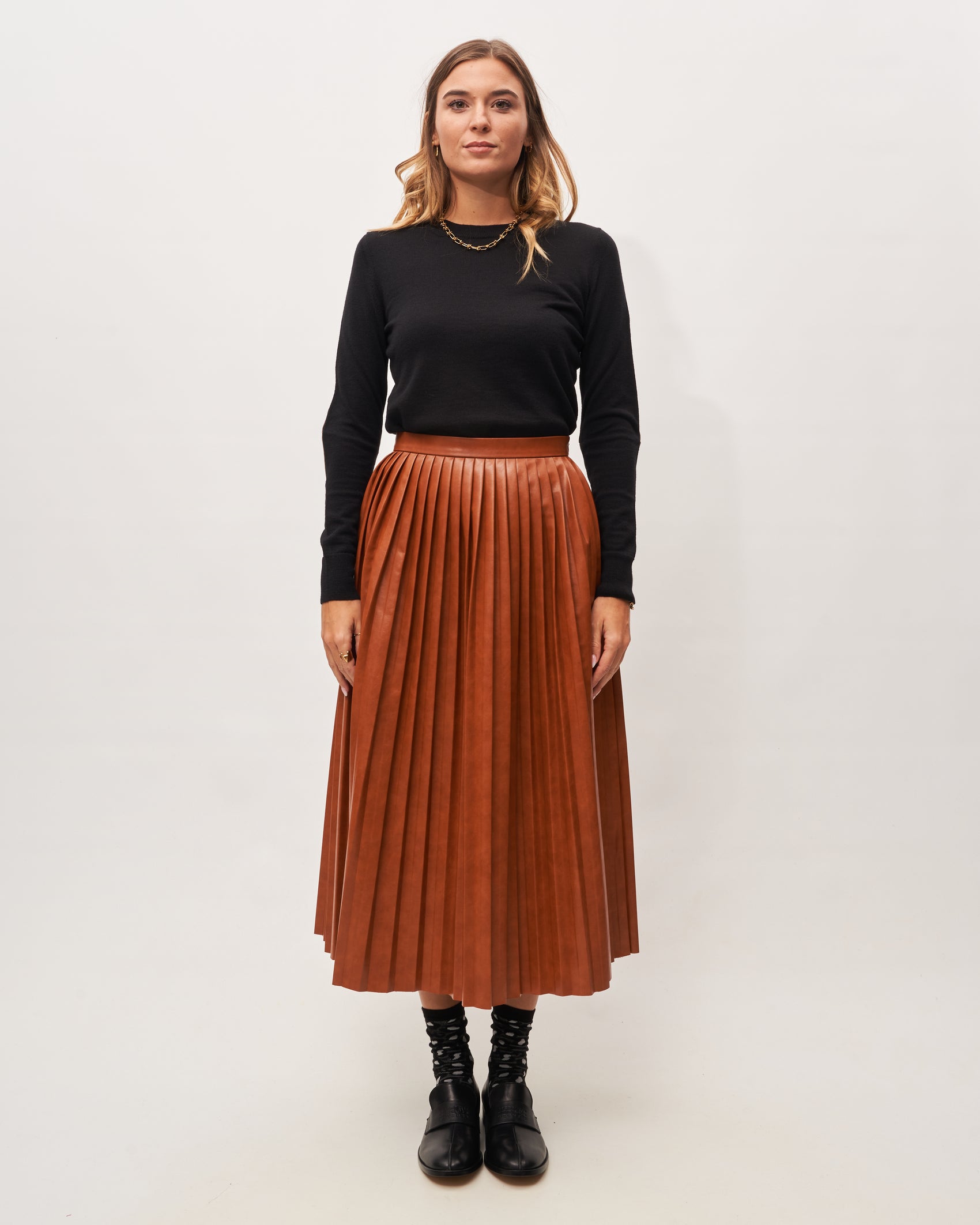 MM6 Margiela gonna ecopelle cognac