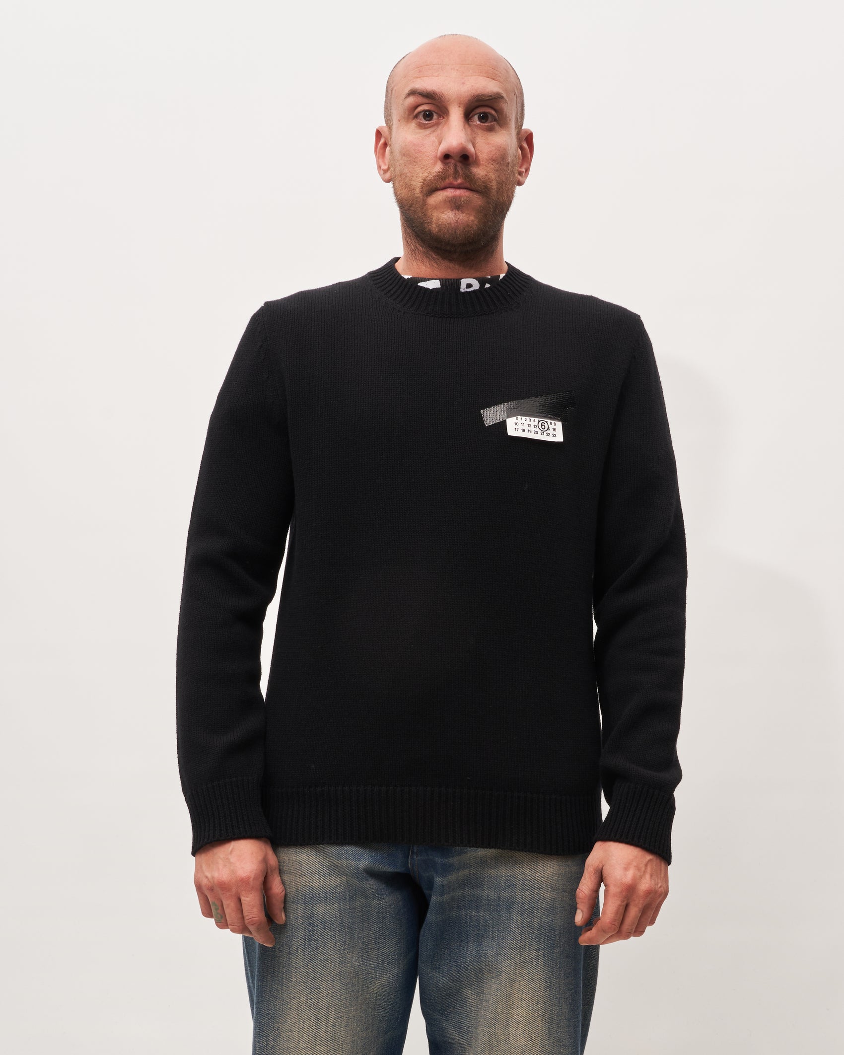 MM6 Margiela Maglia Nera Porta Logo
