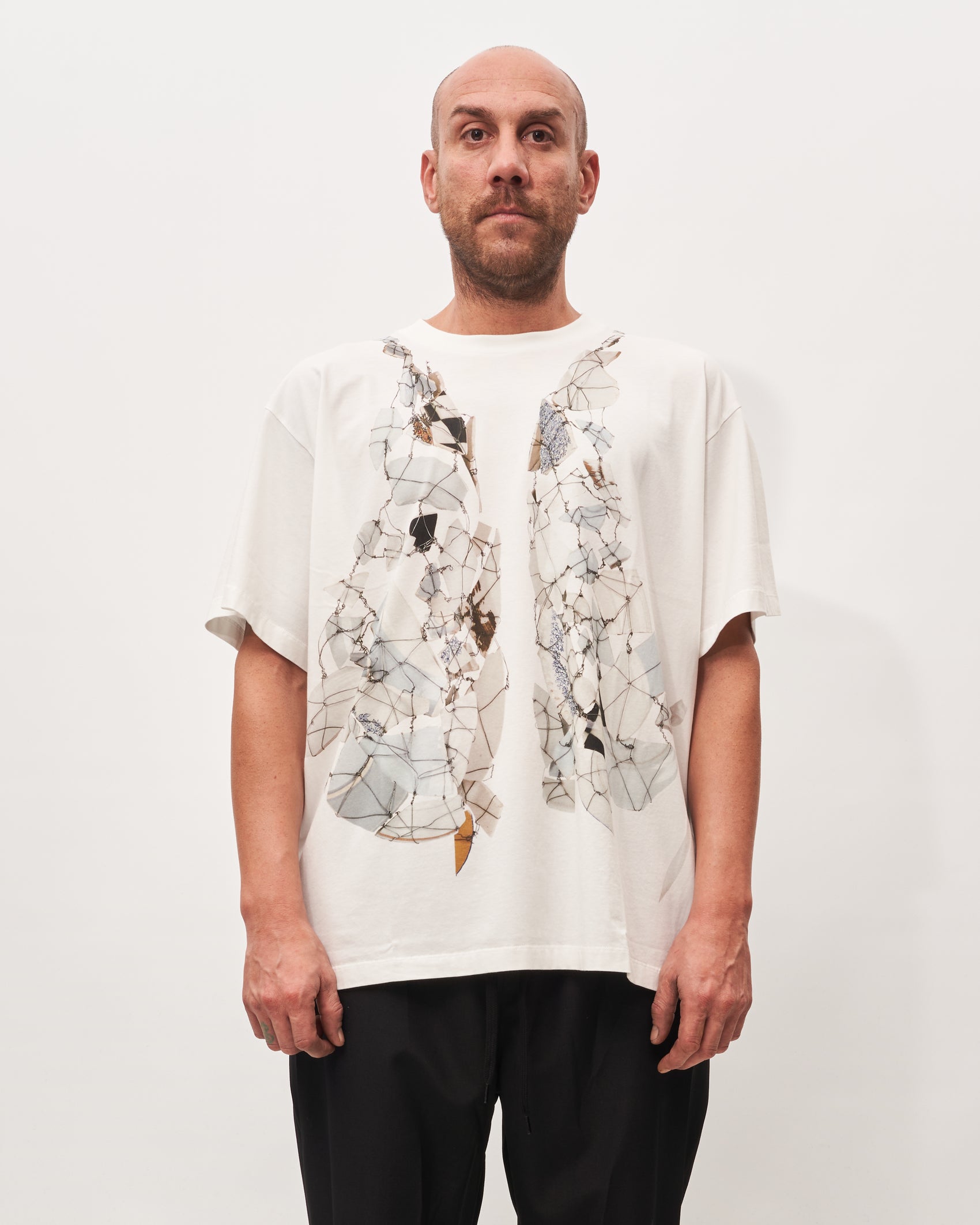 MM6 Margiela t-shirt bianca stampa orecchini