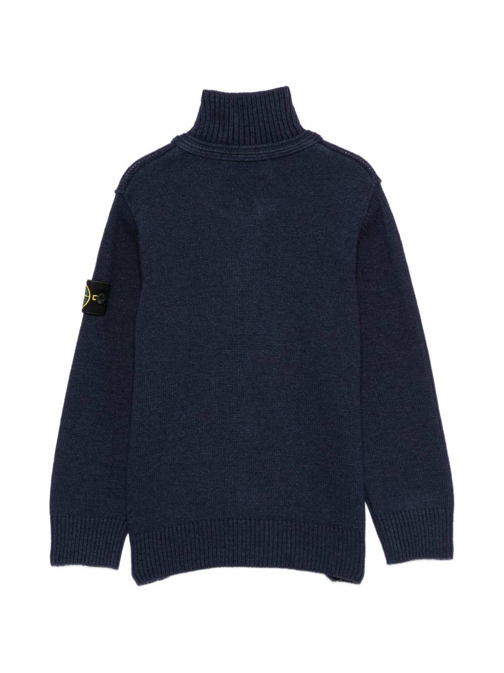 Stone Island Bomber in maglia blu con collo alto e bottoni