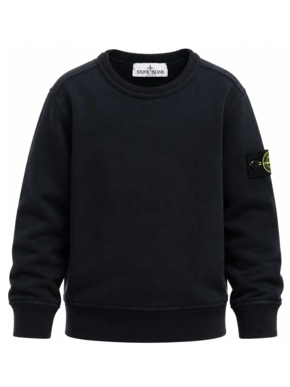 Stone Island Felpa girocollo nera con badge Compass