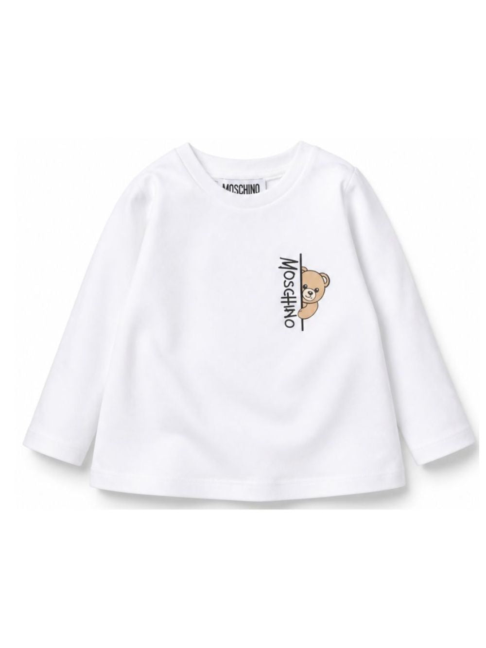 MOSCHINO T-shirt bianca a maniche lunghe con Teddy Bear
