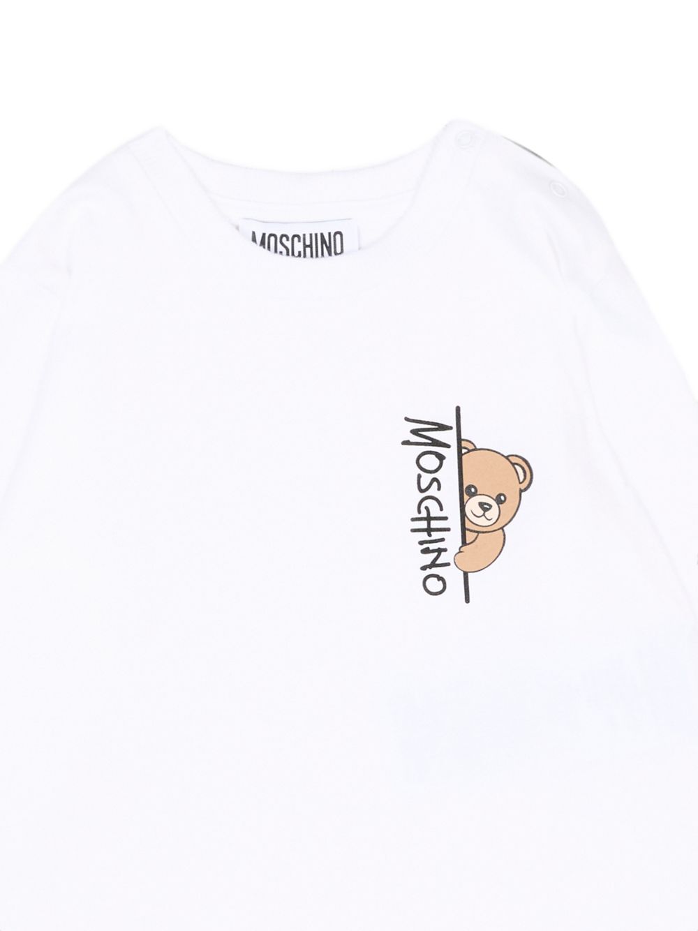 MOSCHINO T-shirt bianca a maniche lunghe con Teddy Bear - dettaglio