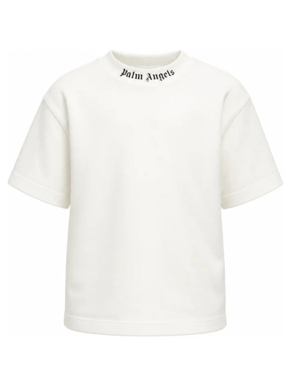 Palm Angels T-shirt bianca con logo sul collo e sul retro