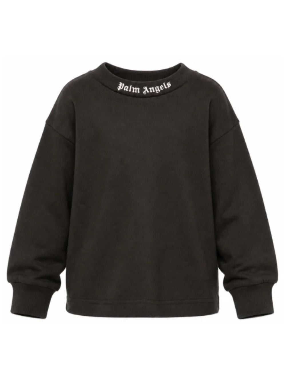 Palm Angels T-shirt nera a maniche lunghe con logo sul collo e sul retro
