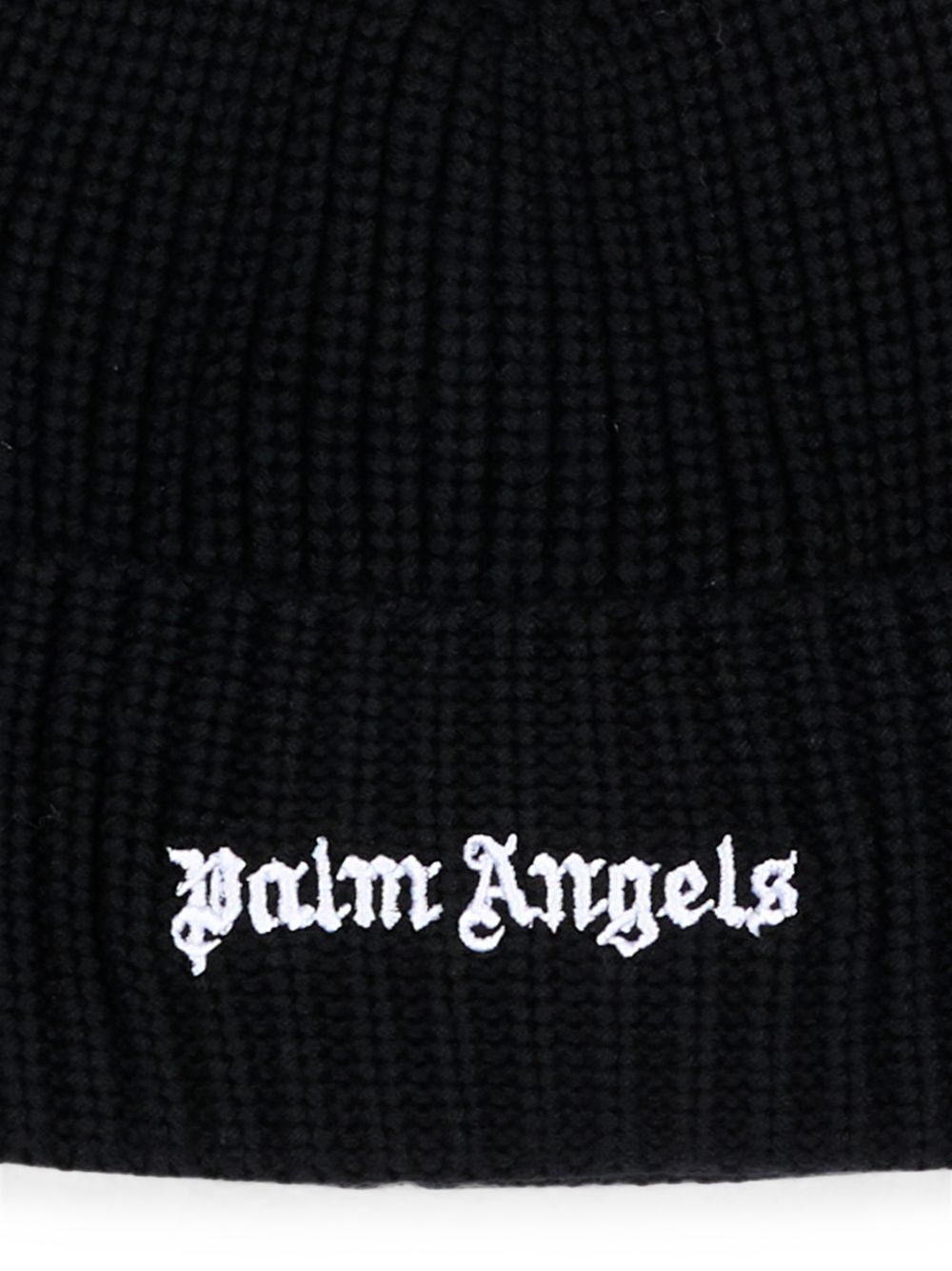 Palm Angels Berretto nero a coste con logo ricamato