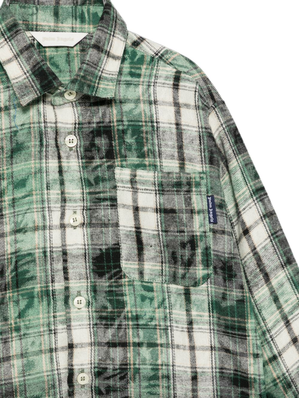 Palm Angels Camicia in flanella a quadri verde con logo
