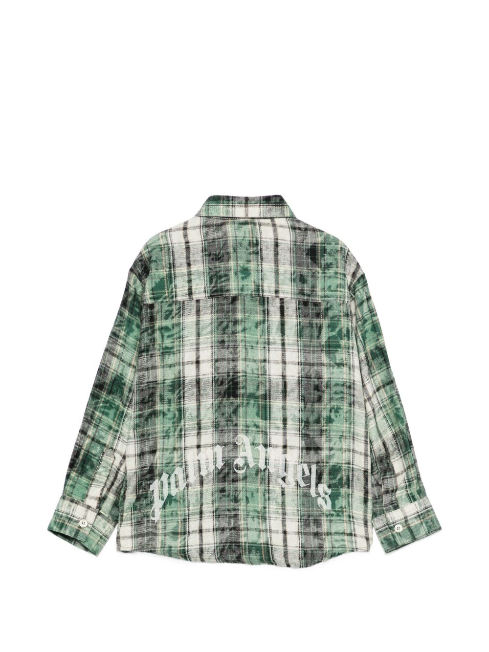 Palm Angels Camicia in flanella a quadri verde con logo