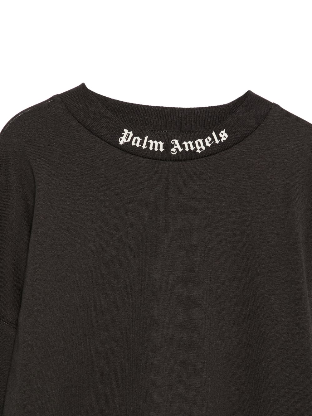 Palm Angels T-shirt nera a maniche lunghe con logo sul collo e sul retro