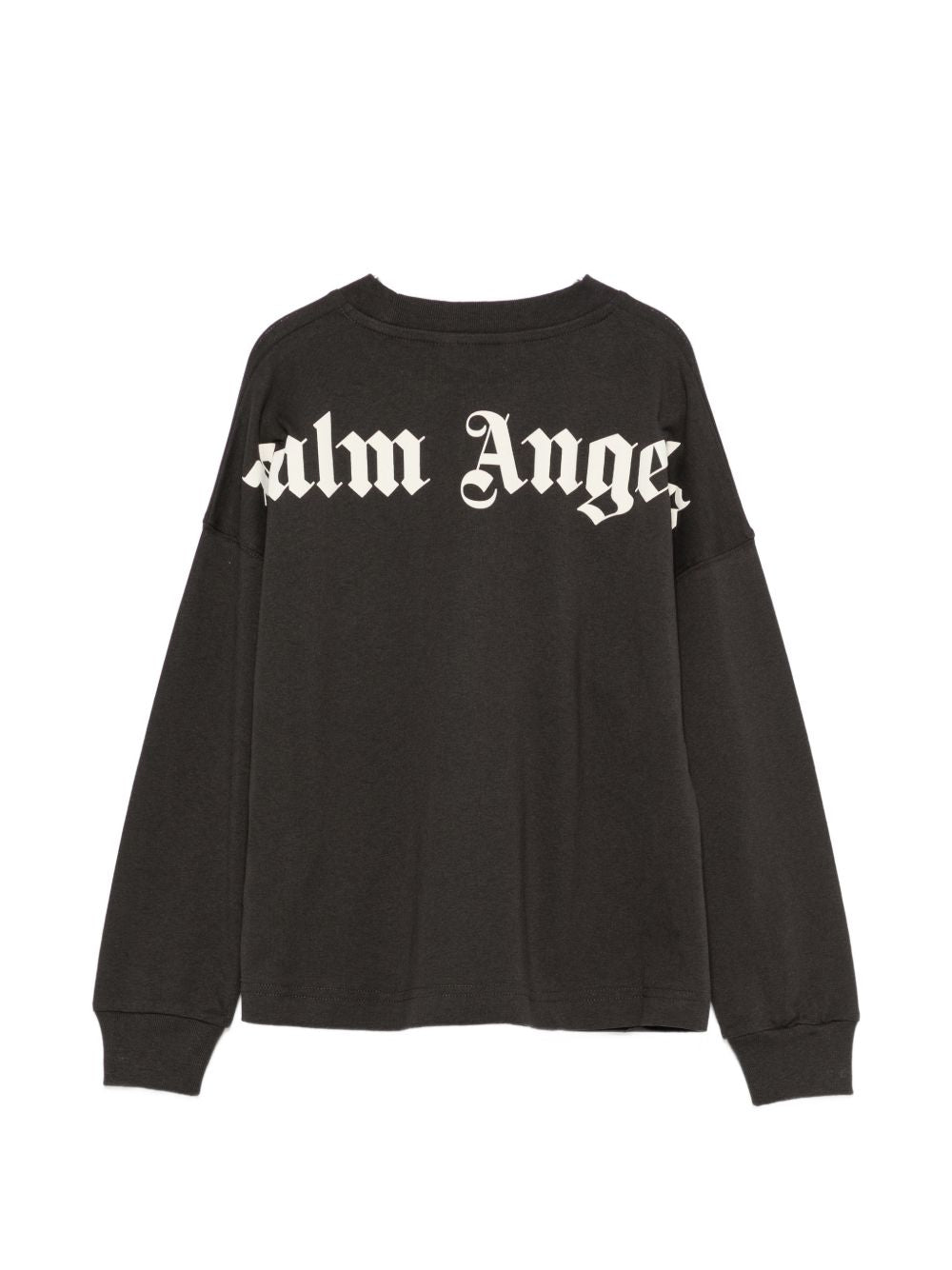 Palm Angels T-shirt nera a maniche lunghe con logo sul collo e sul retro