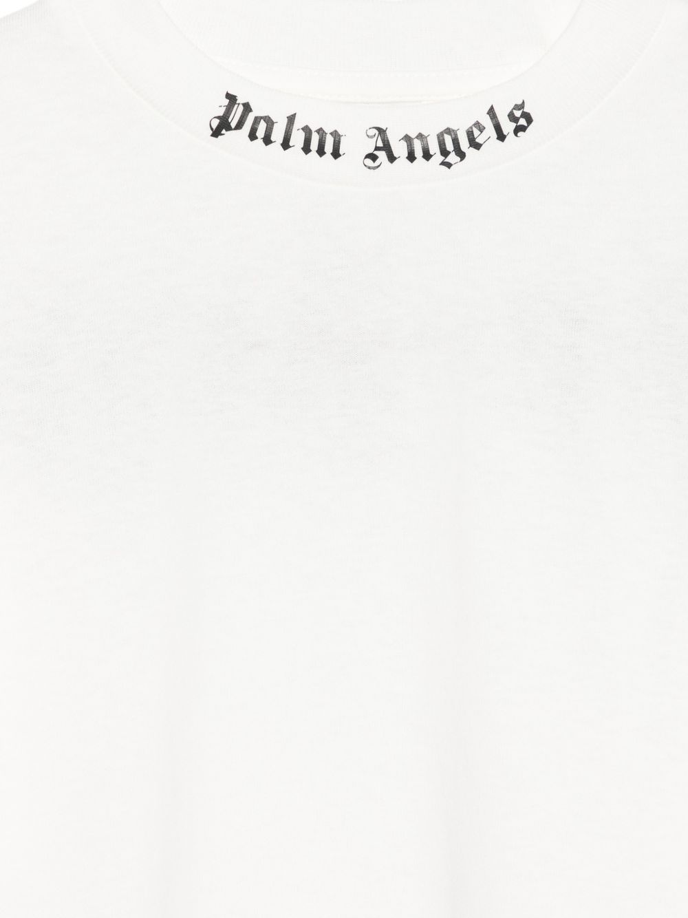 Palm Angels T-shirt bianca a maniche lunghe con logo sul collo e sul retro