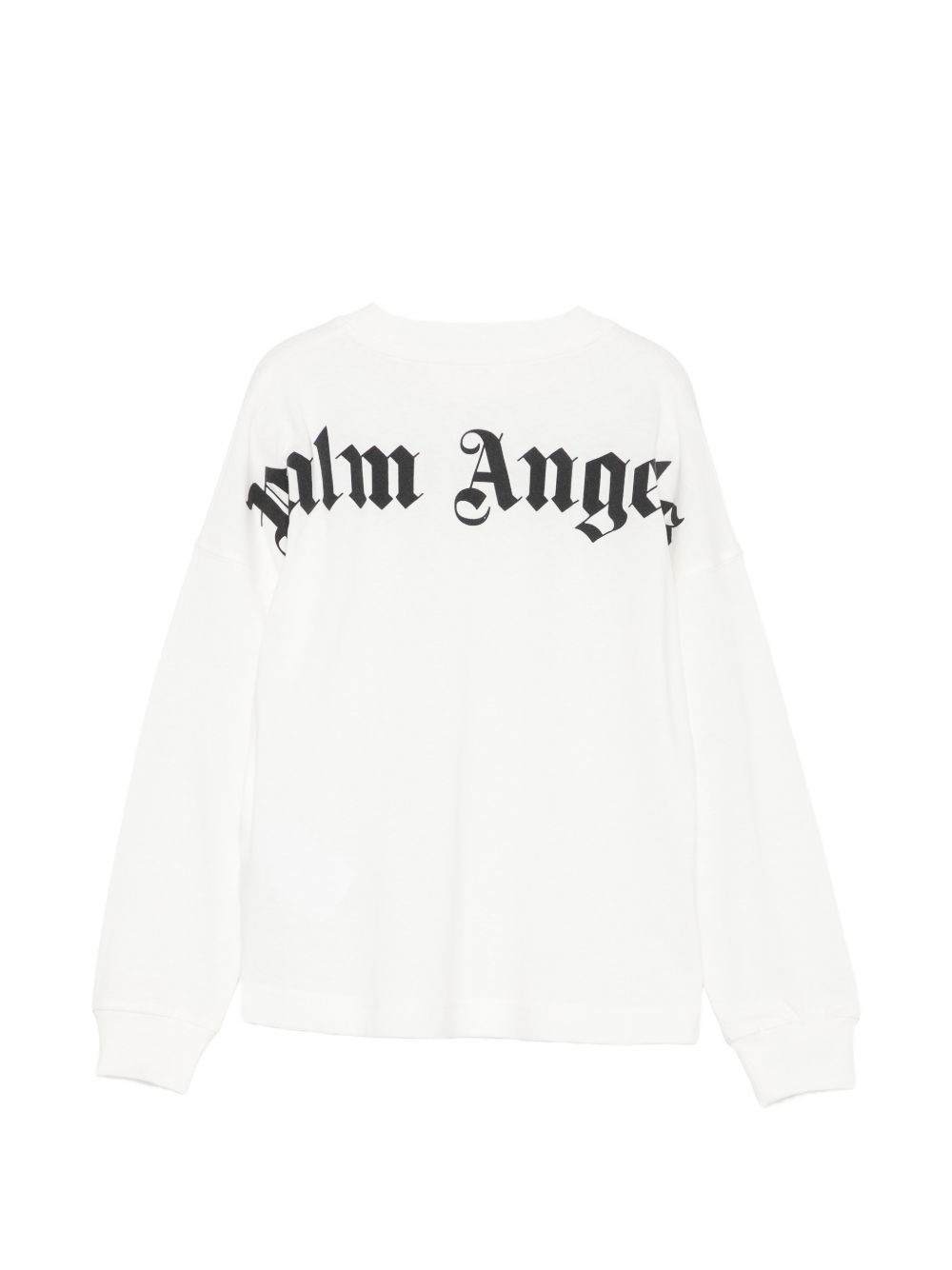 Palm Angels T-shirt bianca a maniche lunghe con logo sul collo e sul retro