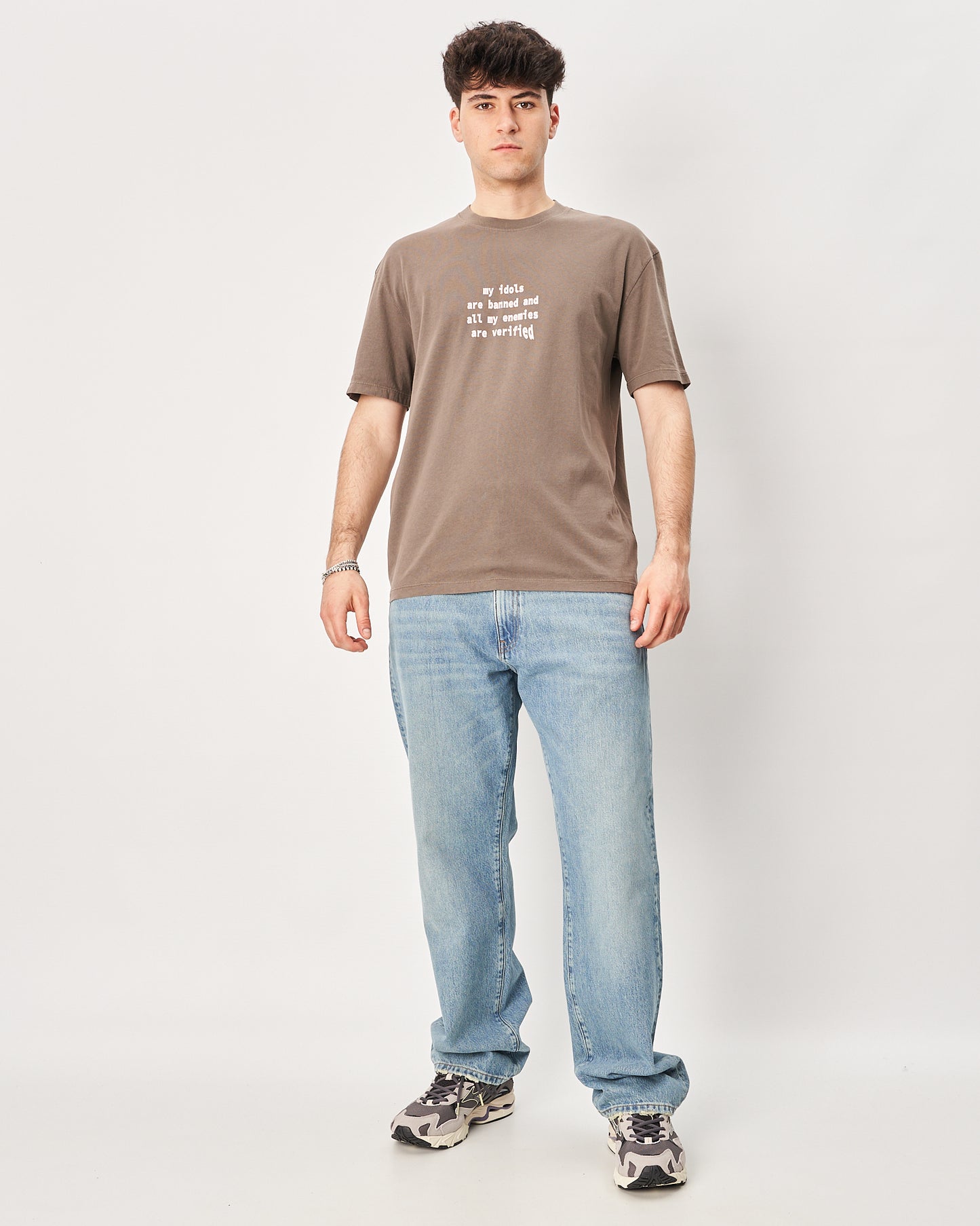 Amish t-shirt tortora con stampa