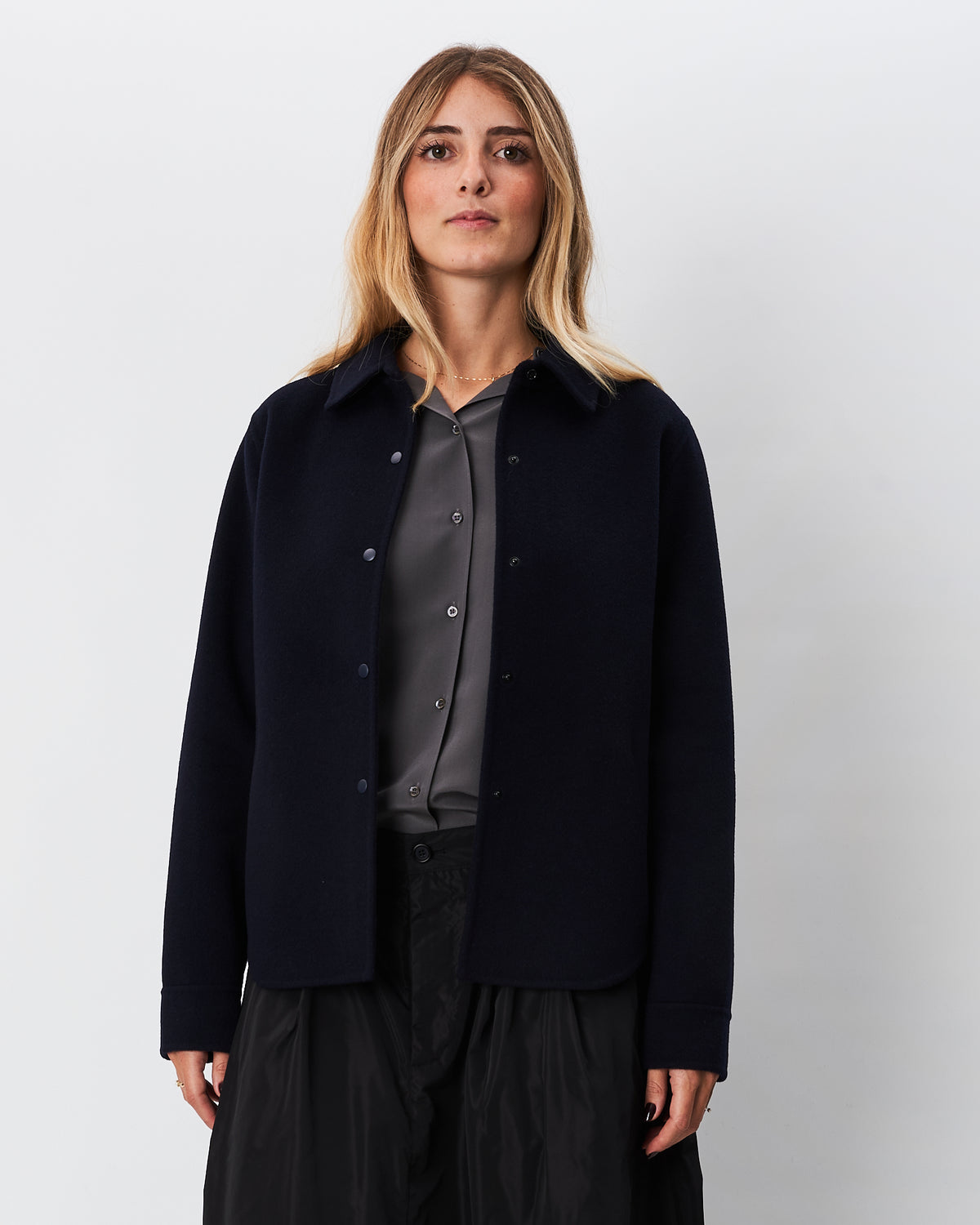 Aspesi giacca camicia blu notte in panno