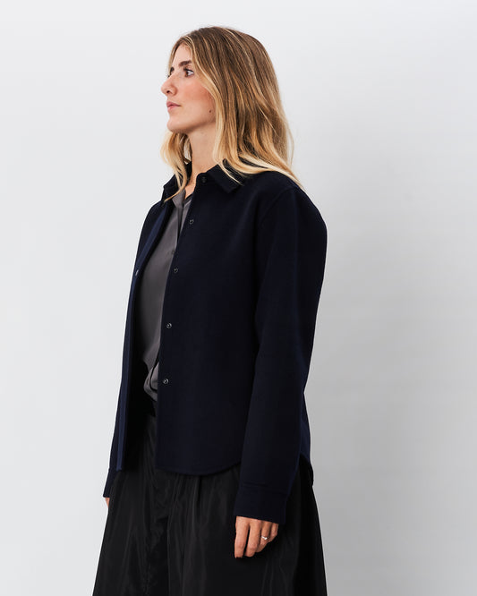 Aspesi giacca camicia blu notte in panno