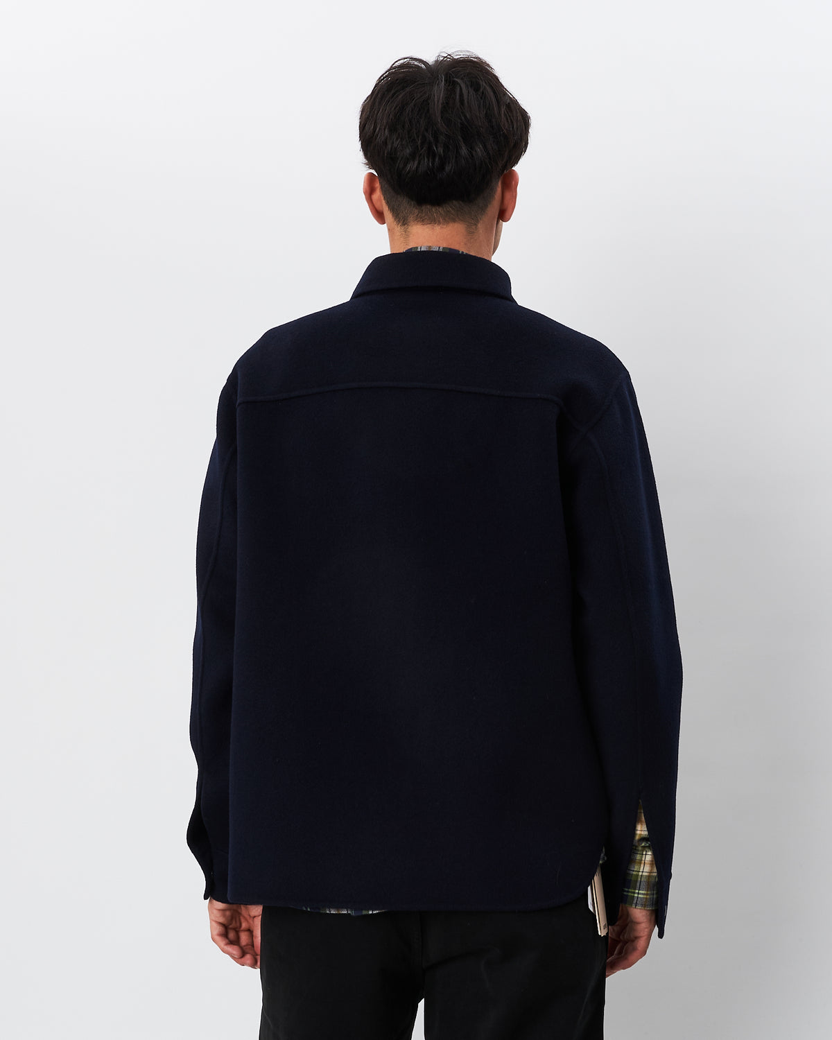 Aspesi giacca camicia blu in panno di lana