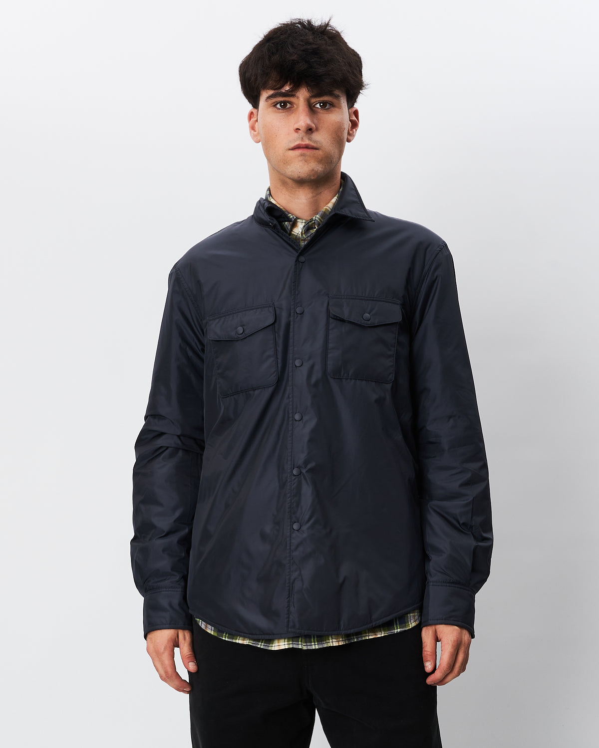 Aspesi giacca camicia blu in nylon