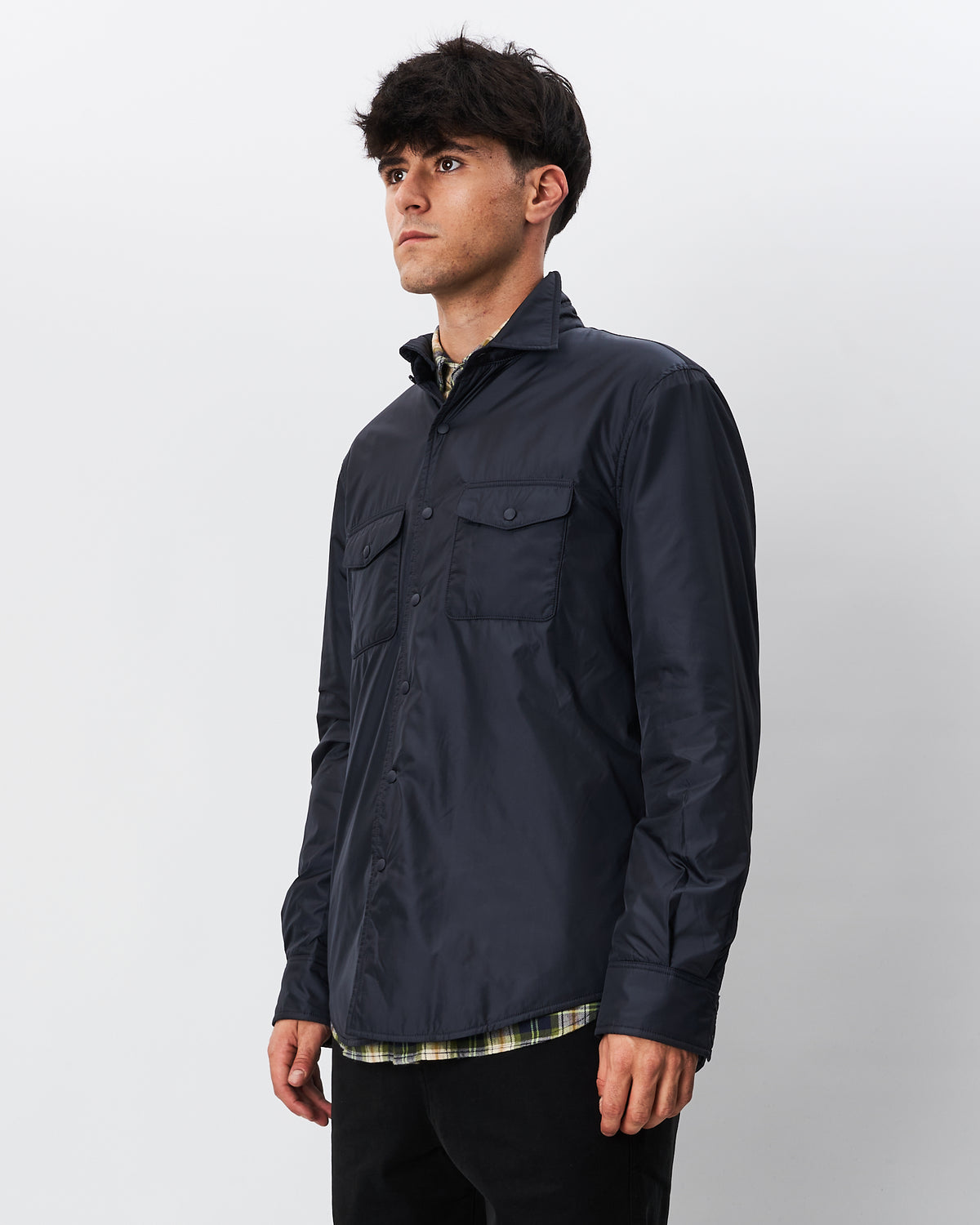 Aspesi giacca camicia blu in nylon