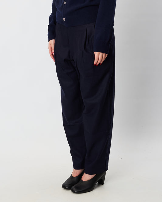 Comme des Garçons pantaloni donna blu in panno di lana