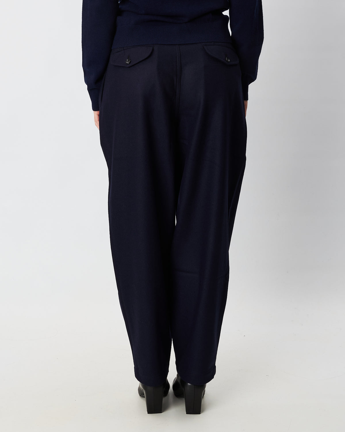 Comme des Garçons pantaloni donna blu in panno di lana