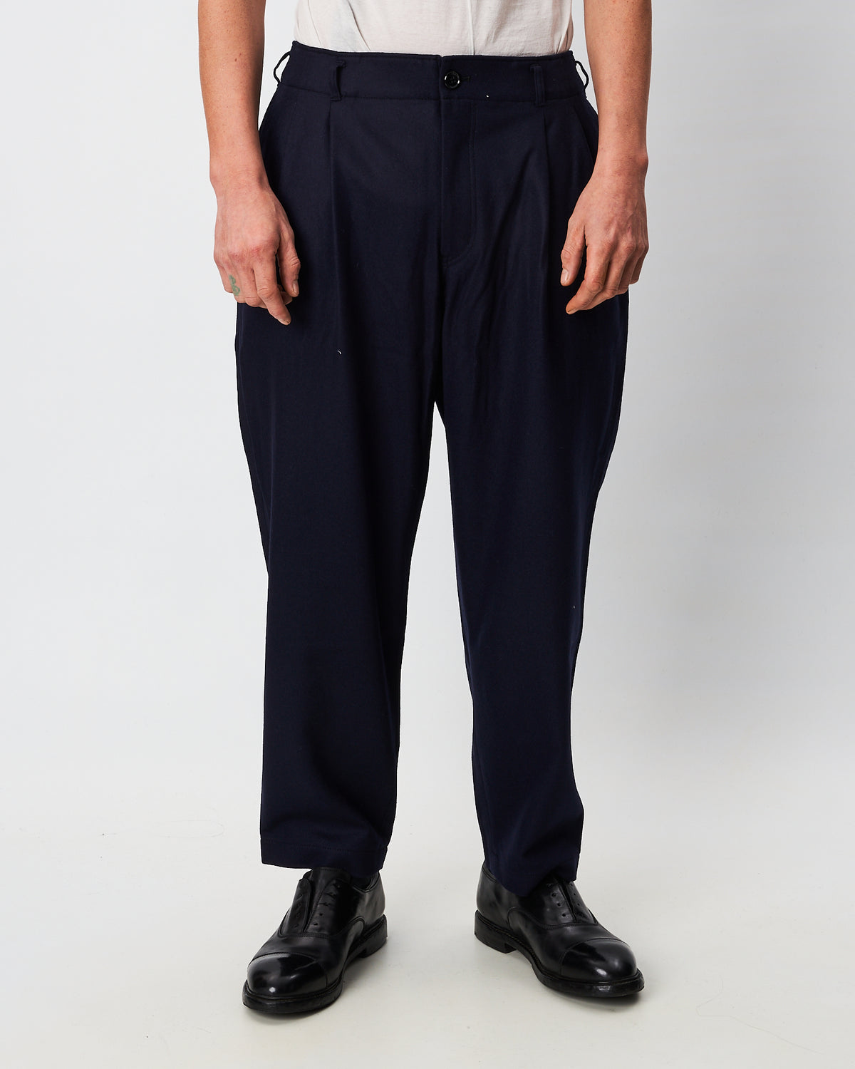 Comme des Garçons pantaloni blu in panno di lana