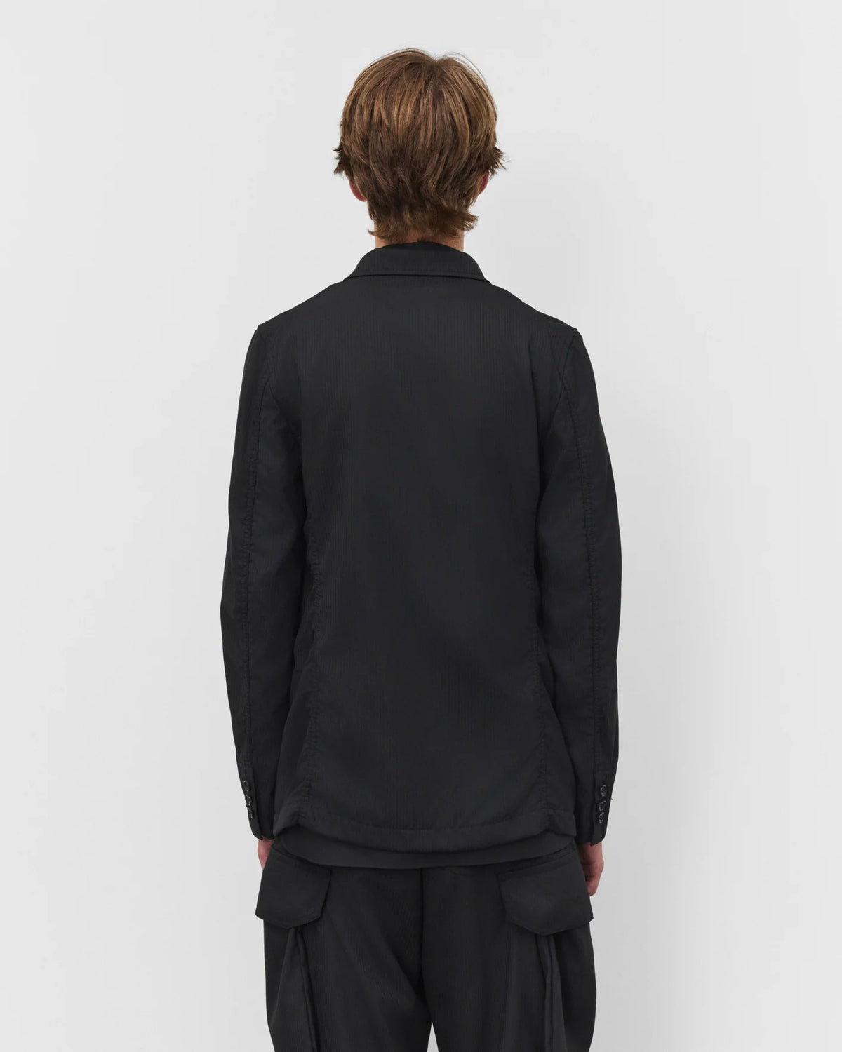 Comme des Garçons blazer nero gessato su tono