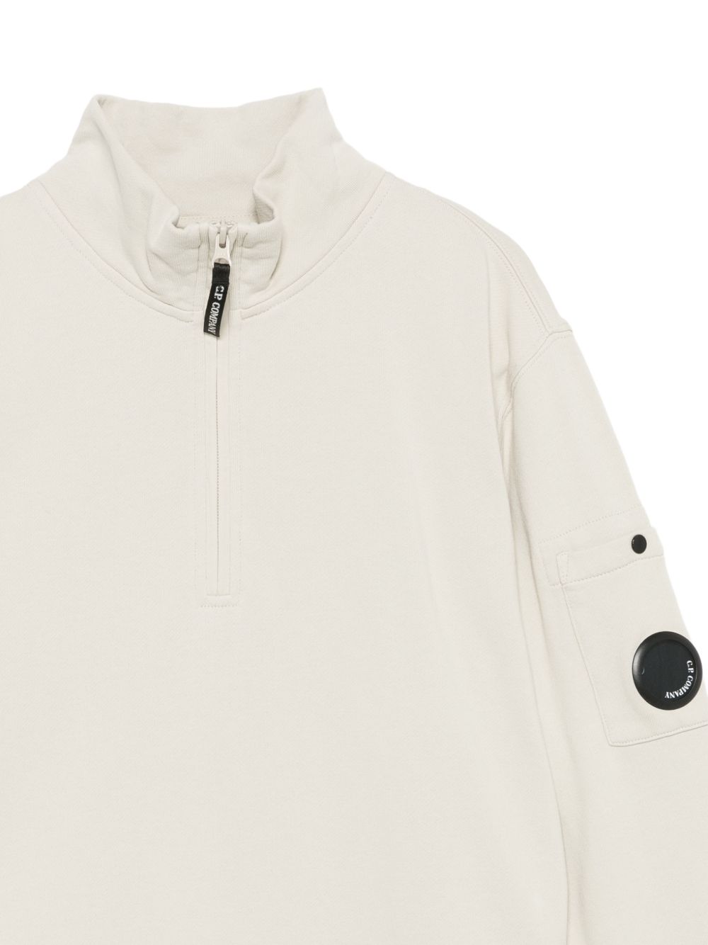 CP Company Felpa gesso con mezza zip e lente