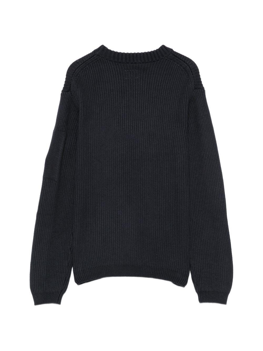 CP Company Maglione girocollo blu a coste con lente