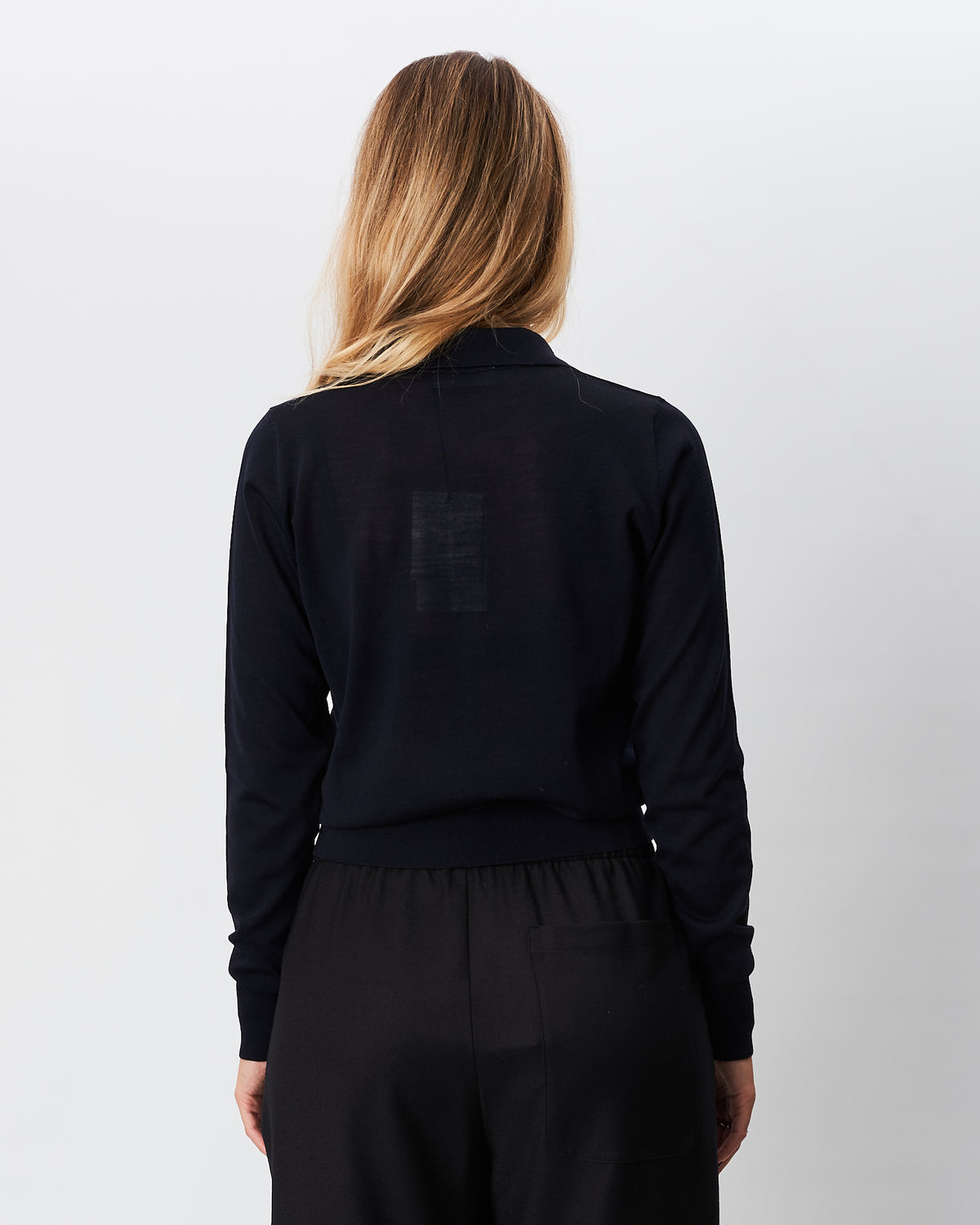 Roberto Collina polo in lana sottile  blu notte