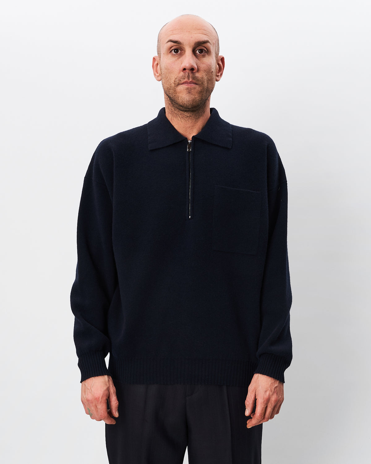 Roberto Collina polo blu con zip