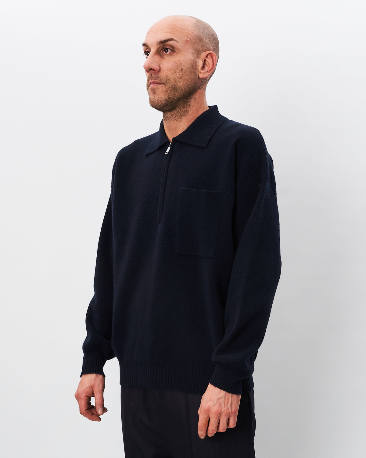 Roberto Collina polo blu con zip