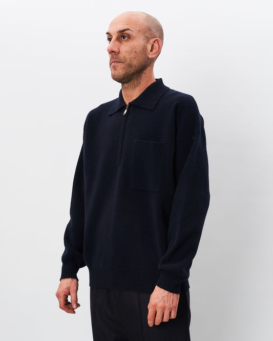 Roberto Collina polo blu con zip