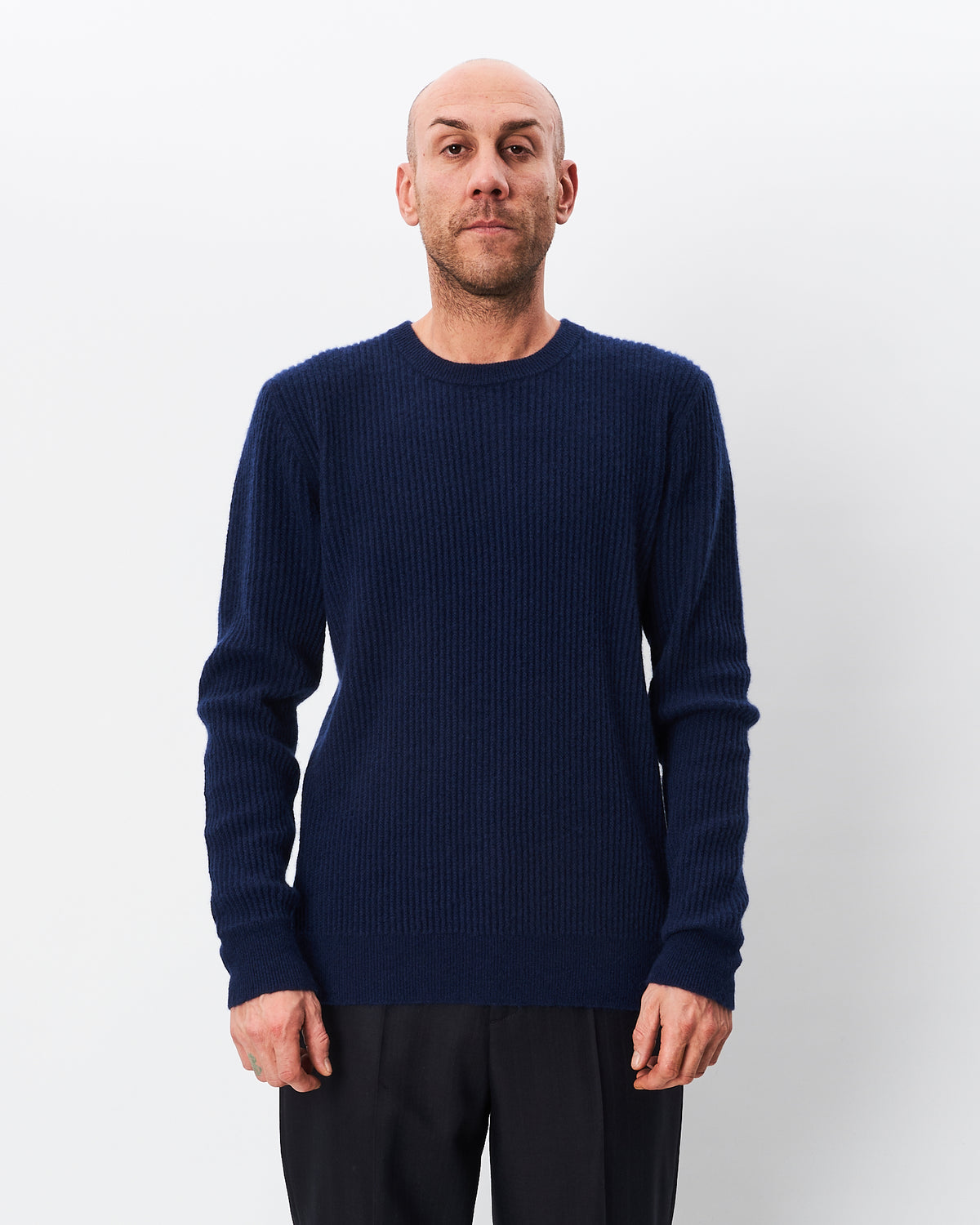 Roberto Collina maglia blu a coste