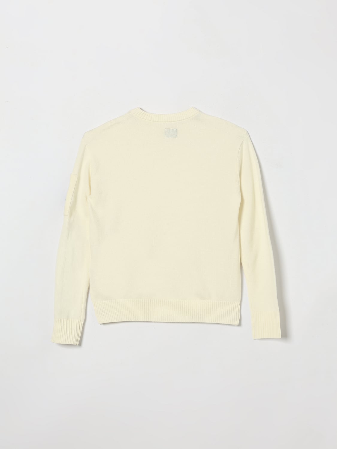 CP Company Maglione girocollo latte in misto lana con lente